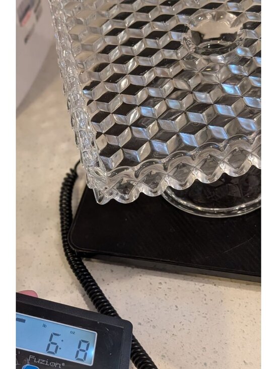 Vintage Fostoria American Clear Glass Square Cake Stand Cubist Pattern Rum Well - Picture 8 of 16